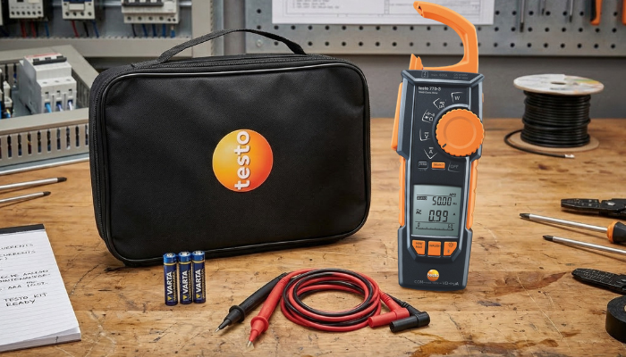 Testo 770-3 Çantalı Bluetooth’lu Pens Ampermetre Seti Kutu İçeriği